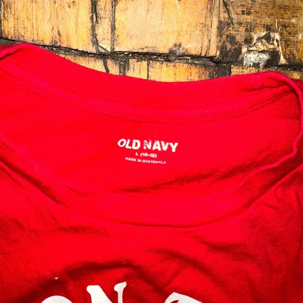 Old Navy Tee Boys Large Red Catch You On‎ The Flipside Burger Graphic Pullover